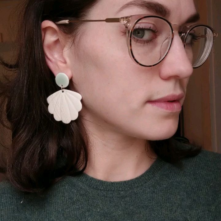 Aqua and pink porcelain earrings