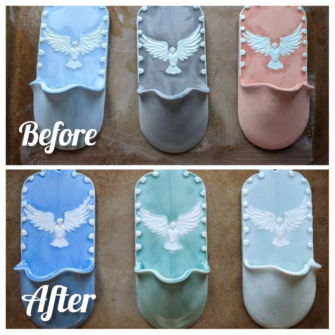 Porcelain pieces fresh out of the kiln